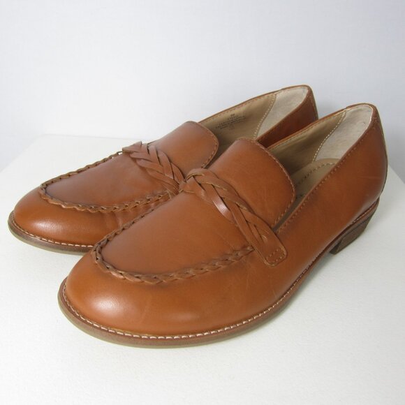 New EARTH Etedie Womens 8 M Brown Leather Slip On Loafers Preppy Classic Comfor - Picture 1 of 12